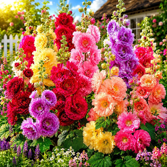 Giant Hollyhock Seeds – Heirloom Autumn Mix Non-GMO Flower Seeds