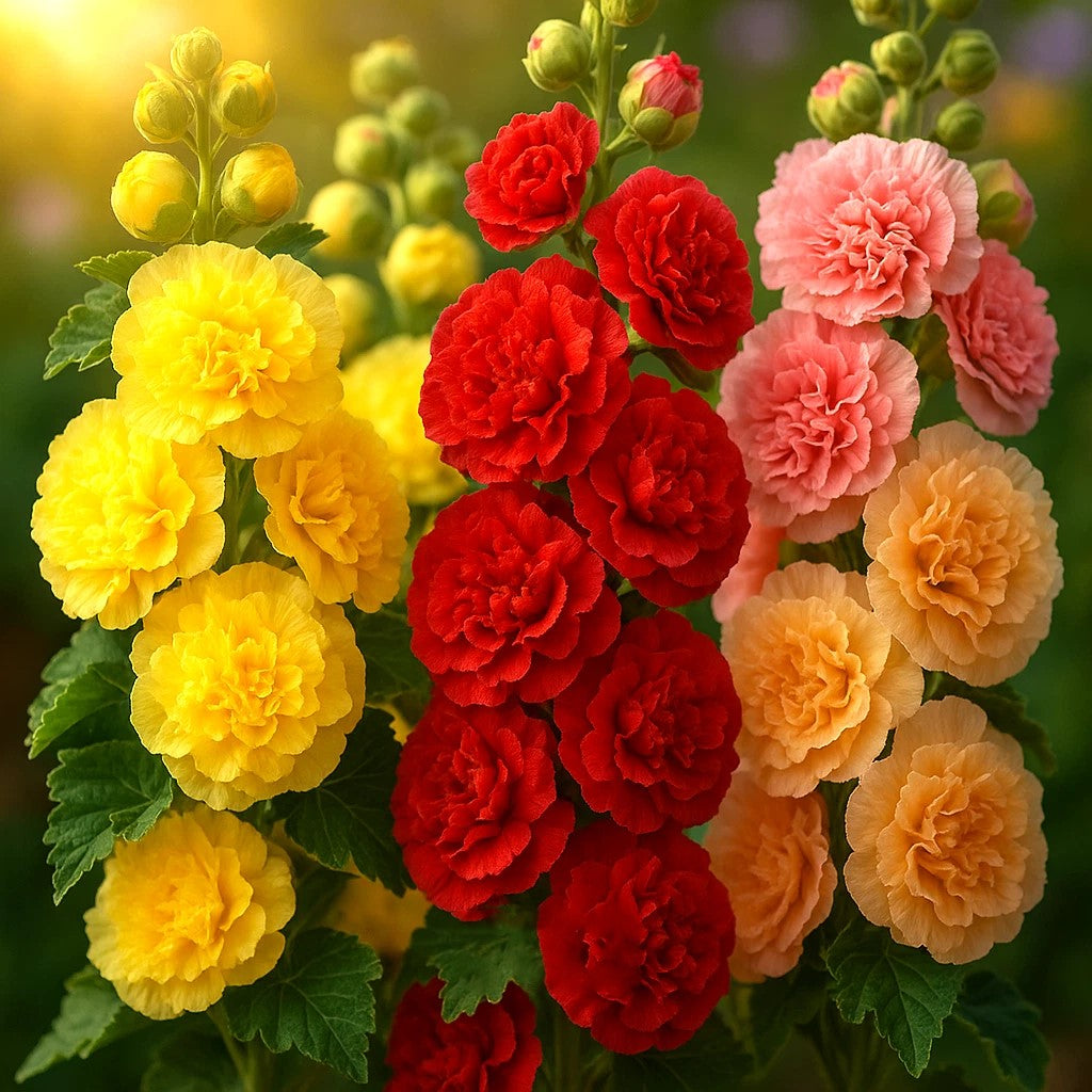 Giant Hollyhock Seeds – Heirloom Autumn Mix Non-GMO Flower Seeds