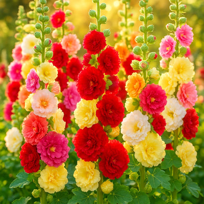 Giant Hollyhock Seeds – Heirloom Autumn Mix Non-GMO Flower Seeds